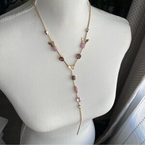 Betsey Johnson | Gold Butterfly Rhinestones 18" + 3" with 8" Y-Shaped Necklace